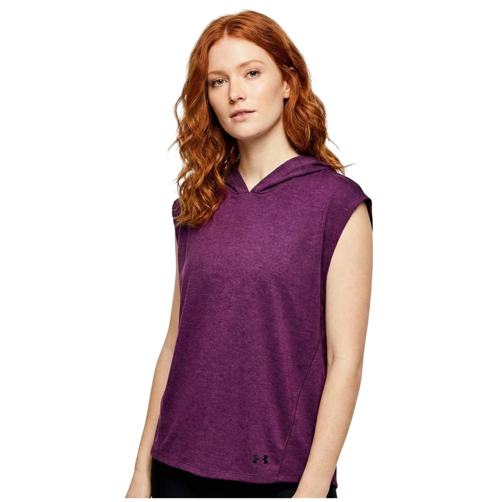 Under Armour‎ Sleeveless Hoodie Womens Small Purple Heathered Active 1305566